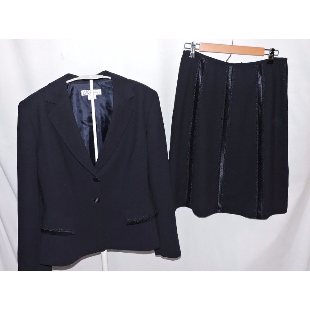 Dressbarn Skirt Suit Set Career Blazer Jacket Navy Blue Knee Length Lined 10 EUC - Picture 6 of 11